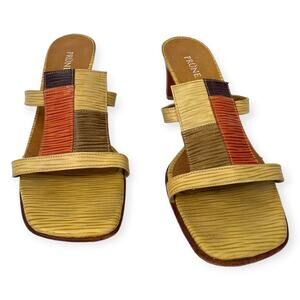 PRUNE Argentina | 6 US | Sandal Kitten Heel Square Toe Open Leather Patchwork